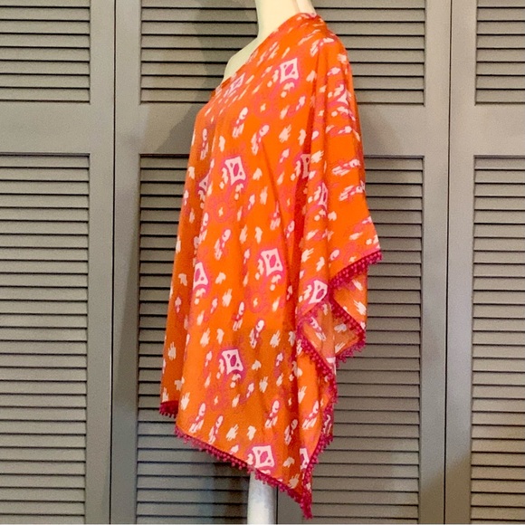 Mud Pie Vibrant Orange with Pink One-Shoulder Cover-Up - Picture 3 of 8